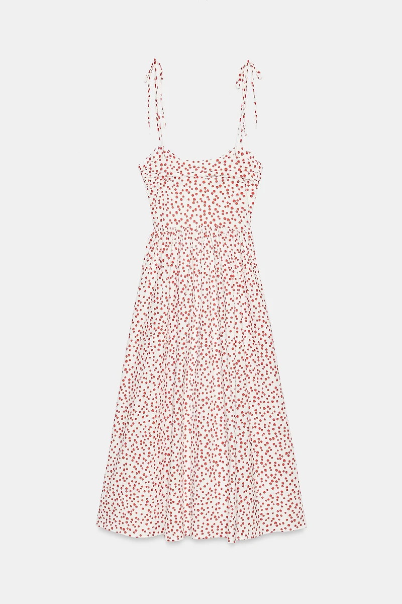 PRINTED POPLIN MIDI DRESS