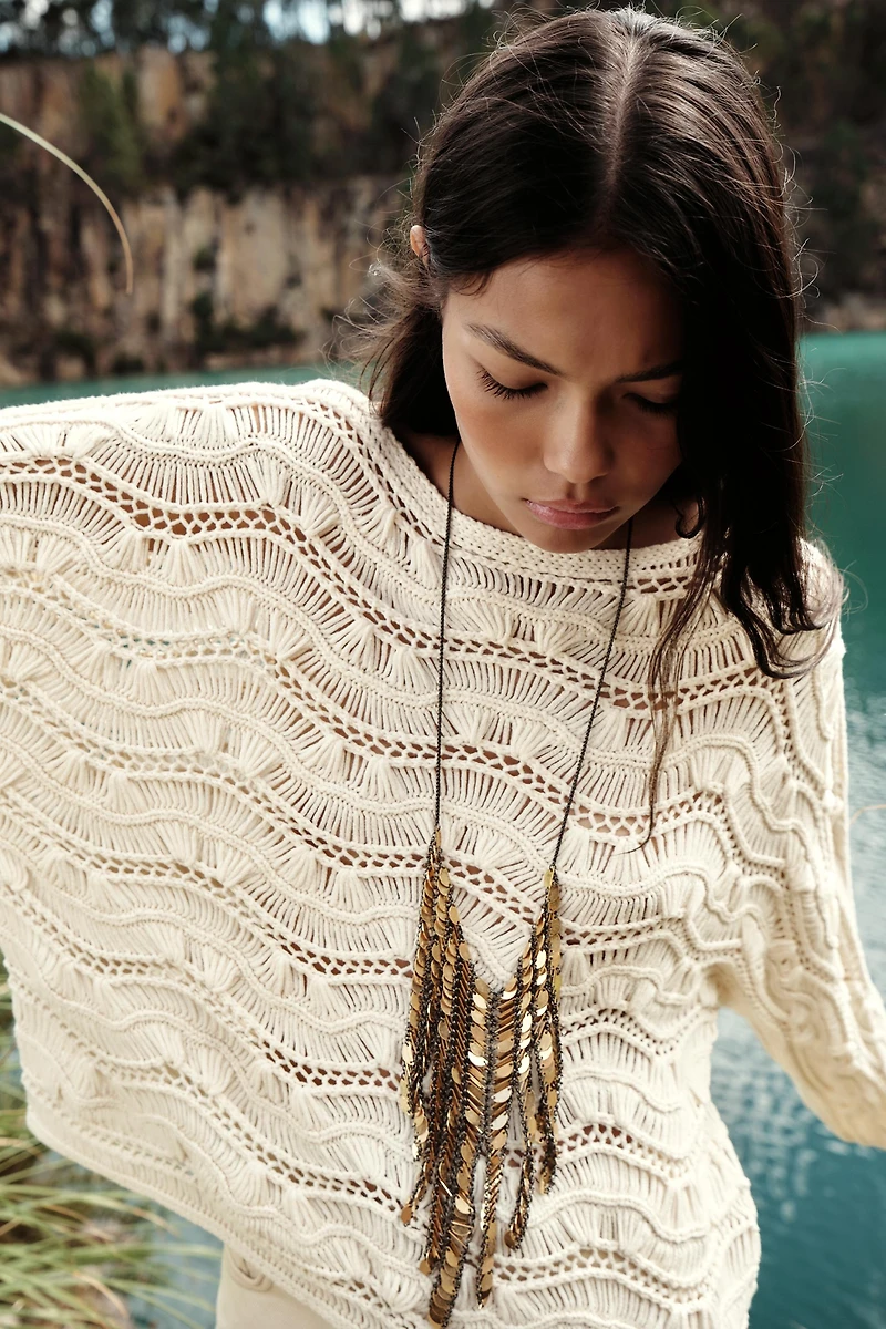 DROP NEEDLE KNIT SWEATER