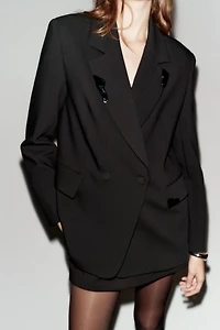 OVERSIZED DOUBLE BREASTED BLAZER WITH LAPEL APPLIQUÉS