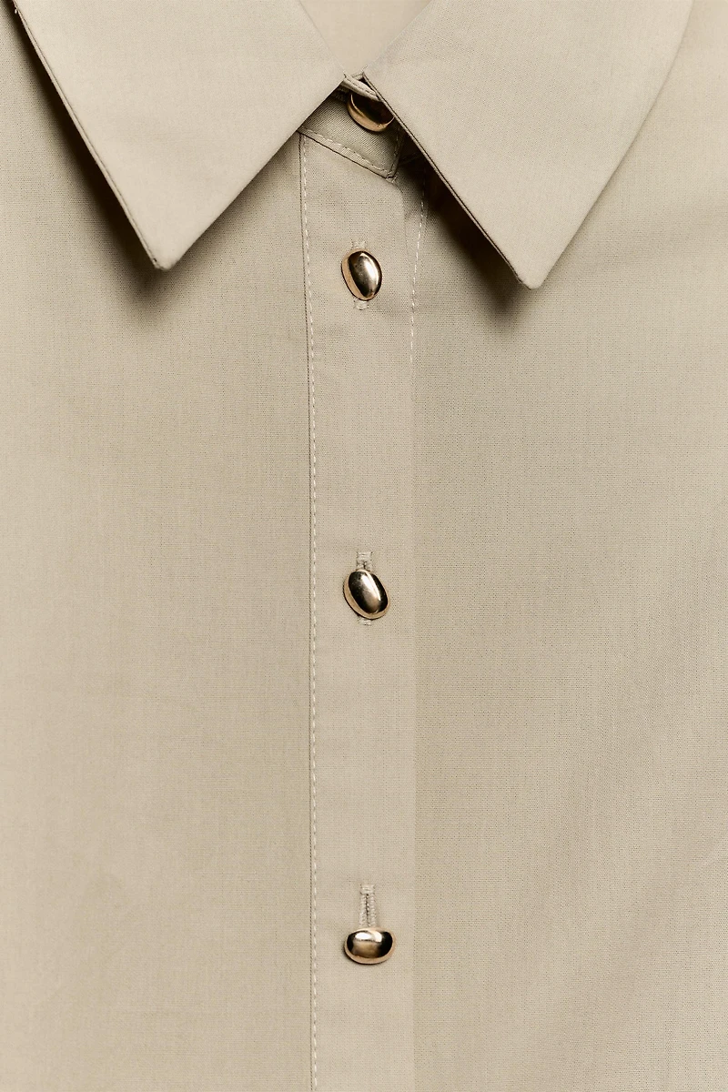BELTED POPLIN MIDI DRESS