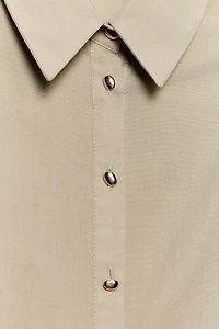 BELTED POPLIN MIDI DRESS