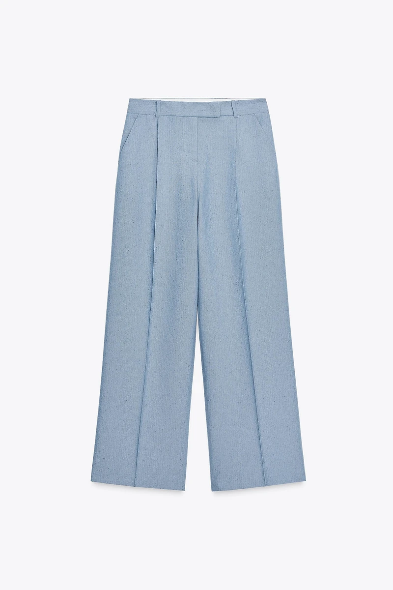 PLEATED STRAIGHT LEG PANTS