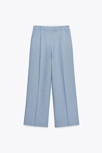 PLEATED STRAIGHT LEG PANTS