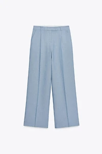 PLEATED STRAIGHT LEG PANTS