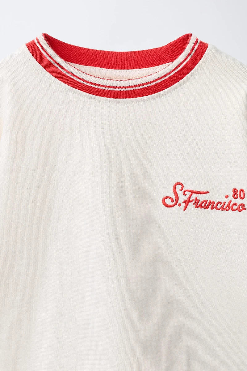 EMBROIDERED TEXT T-SHIRT