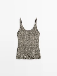 Total look knit top with fringing