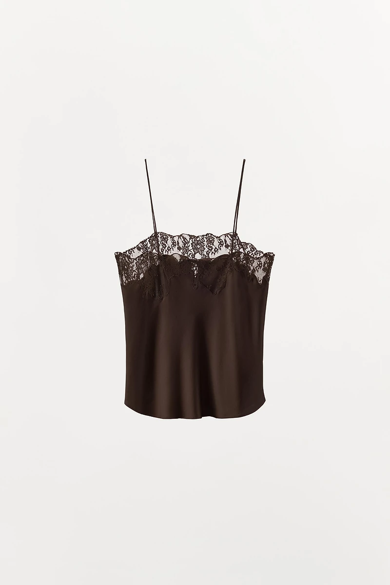 SATIN EFFECT LACE TOP
