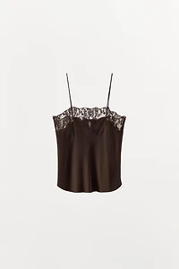 SATIN EFFECT LACE TOP