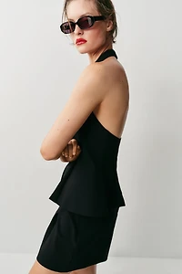 COVERED BUTTON HALTER VEST TOP