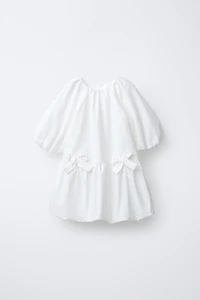 BOW TRIM BALLOON DRESS
