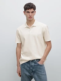 100% cotton textured knit polo shirt
