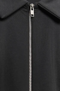 PLEATED FLEECE BOMBER JACKET