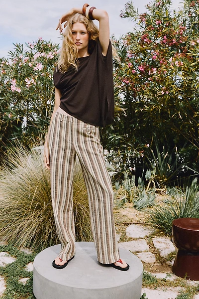 STRIPED STRAIGHT LEG PANTS