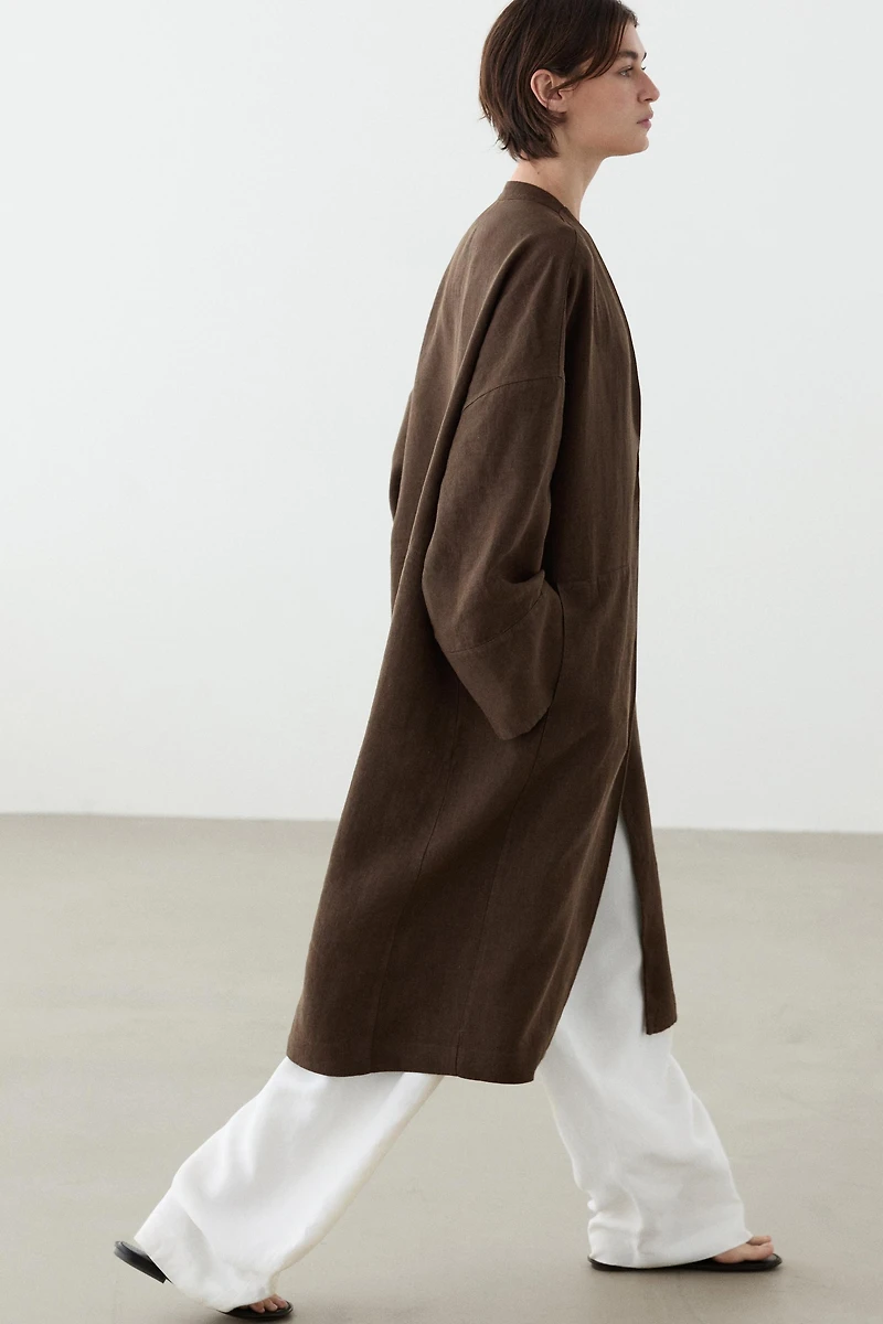 100% linen trench coat