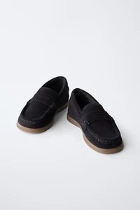 LEATHER SADDLE LOAFERS
