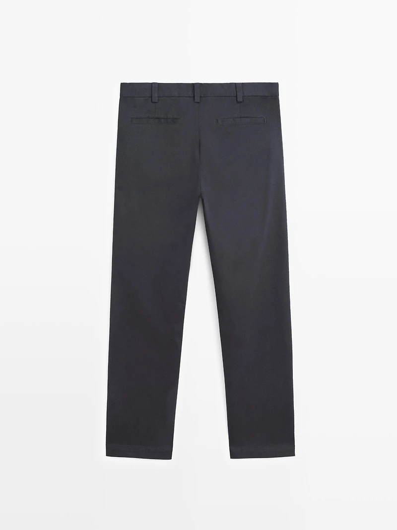 Tapered fit micro textured trousers