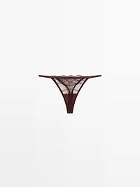 Scalloped lace thong