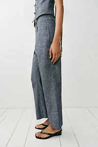 PANTALON MINI FLARE AVEC LIN