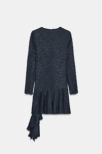 RUFFLED LACE MIDI DRESS