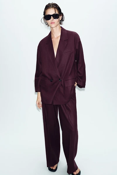 VESTE À BOUTONNAGE CROISÉ AVEC LIN