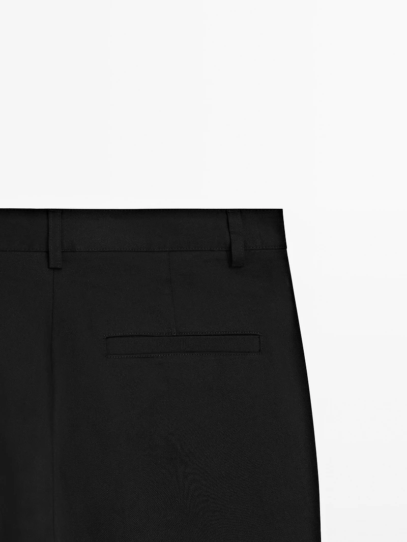 Straight-leg cotton blend trousers