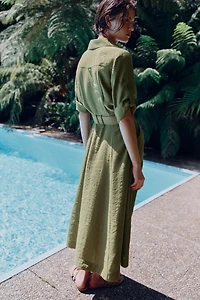 BELTED MIDI SHIRT DRESS