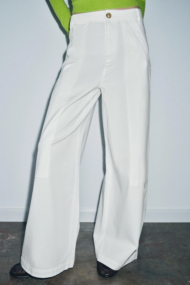ZW COLLECTION COTTON WIDE LEG PANTS