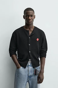 DICE HEARTS PATCH CARDIGAN