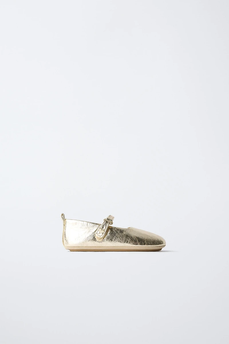 METALLIC LEATHER BALLET FLATS