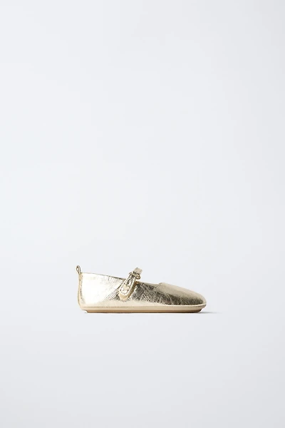 METALLIC LEATHER BALLET FLATS