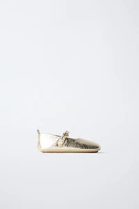 METALLIC LEATHER BALLET FLATS