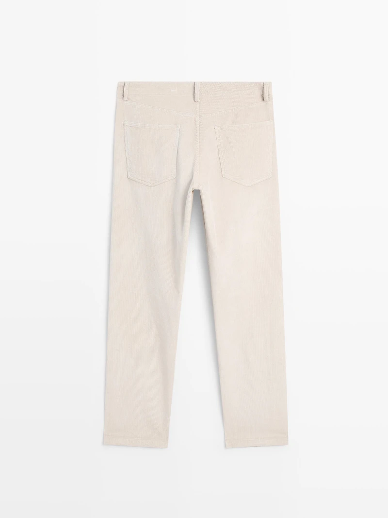 Relaxed fit corduroy denim-effect trousers