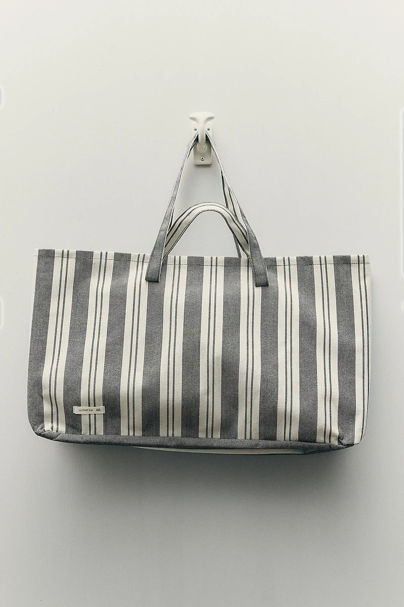 STRIPED COTTON LAUNDRY BAG