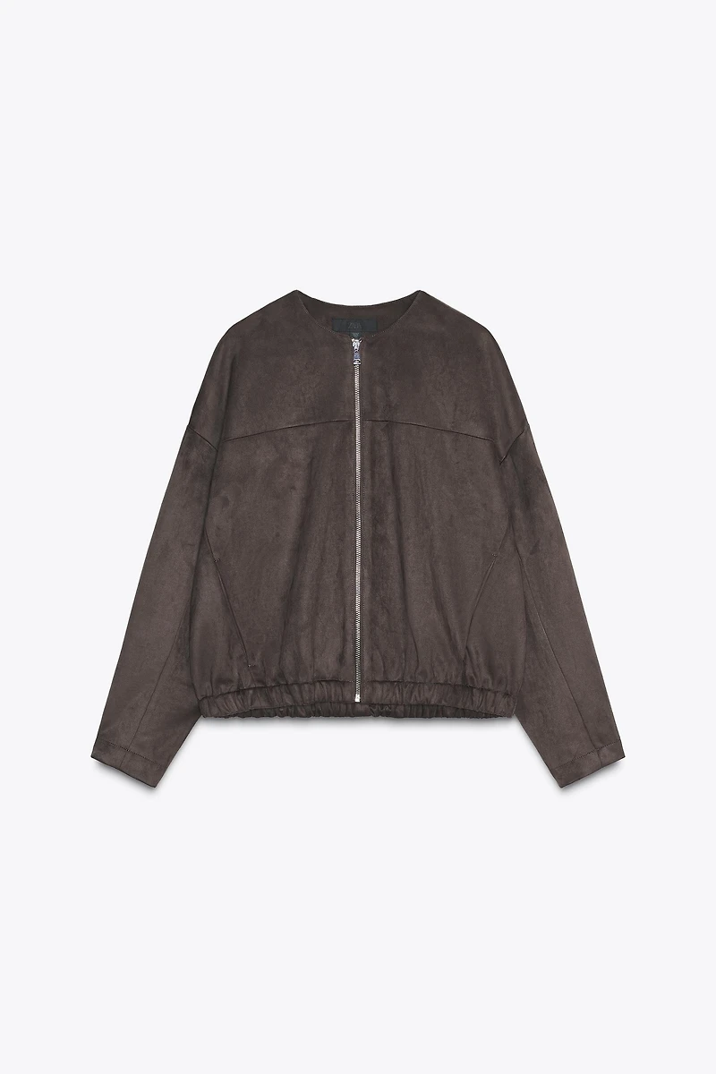 FAUX SUEDE BOMBER JACKET