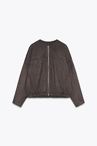 FAUX SUEDE BOMBER JACKET