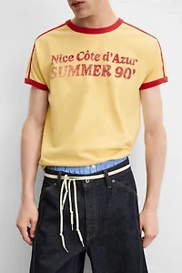 RIB CONTRAST TEXT T-SHIRT