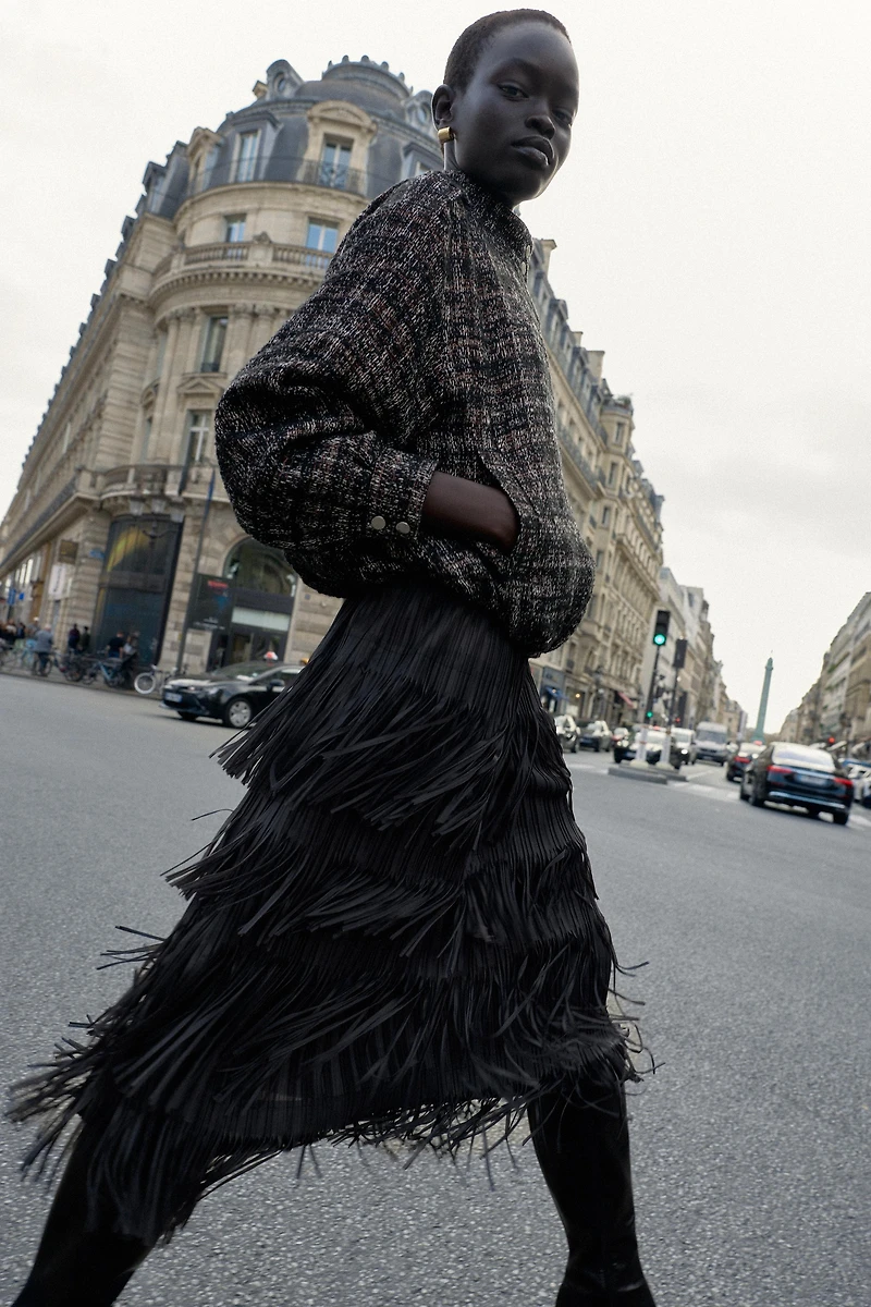 METALLIC THREAD TEXTURED BOMBER JACKET