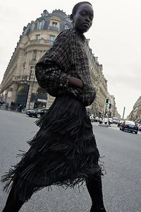 METALLIC THREAD TEXTURED BOMBER JACKET