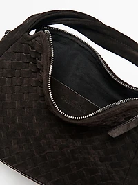 Small braided split leather bag