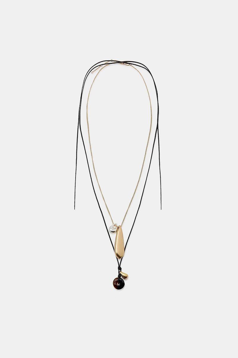 PACK OF 2 TEARDROP CORD NECKLACES