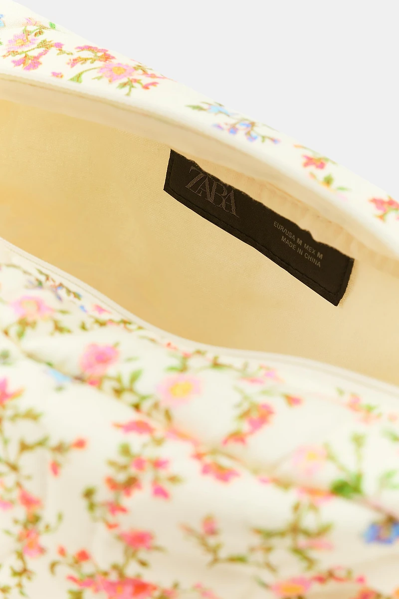 FLORAL PRINT QUILTED TOILETRY BAG