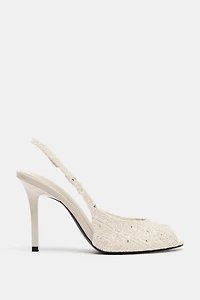 OPEN TOE FABRIC SLINGBACK SHOES