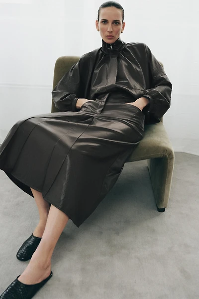 ZW COLLECTION FAUX LEATHER PLEATED SKIRT