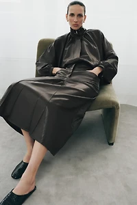 ZW COLLECTION FAUX LEATHER PLEATED SKIRT