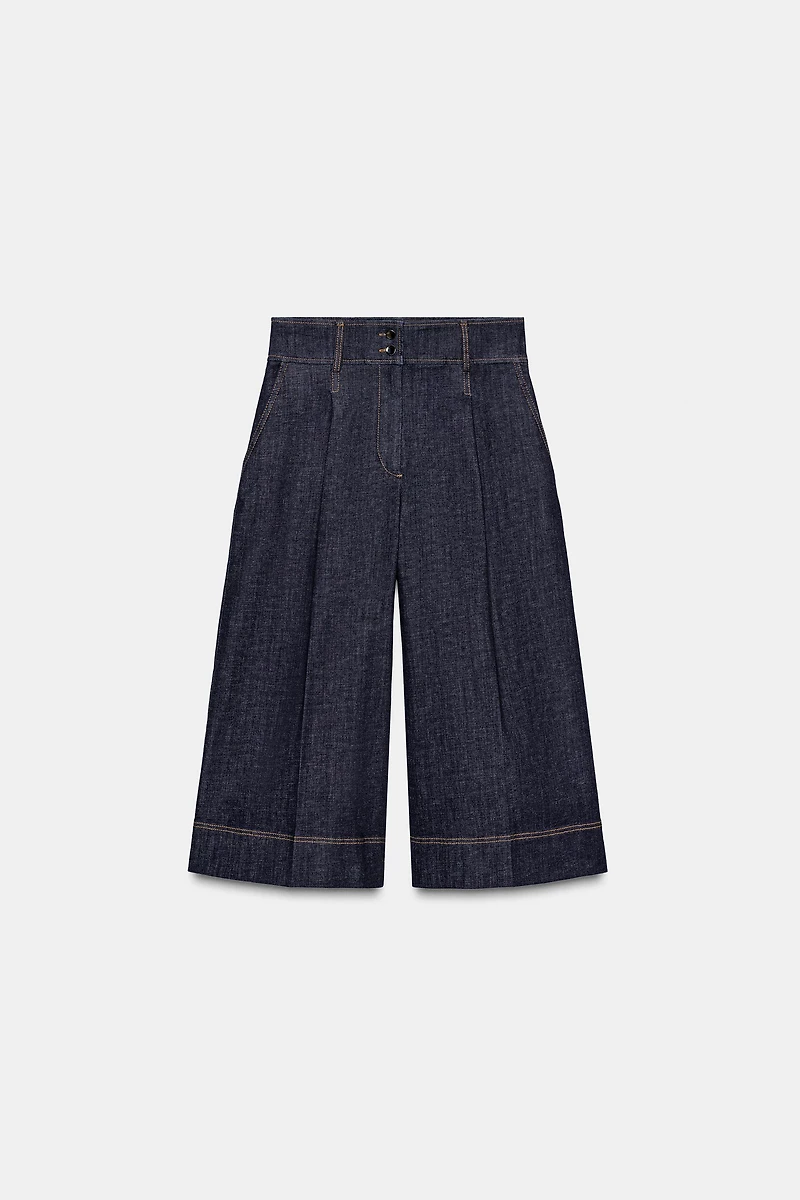 Z1975 LONG PLEATED DENIM SHORTS