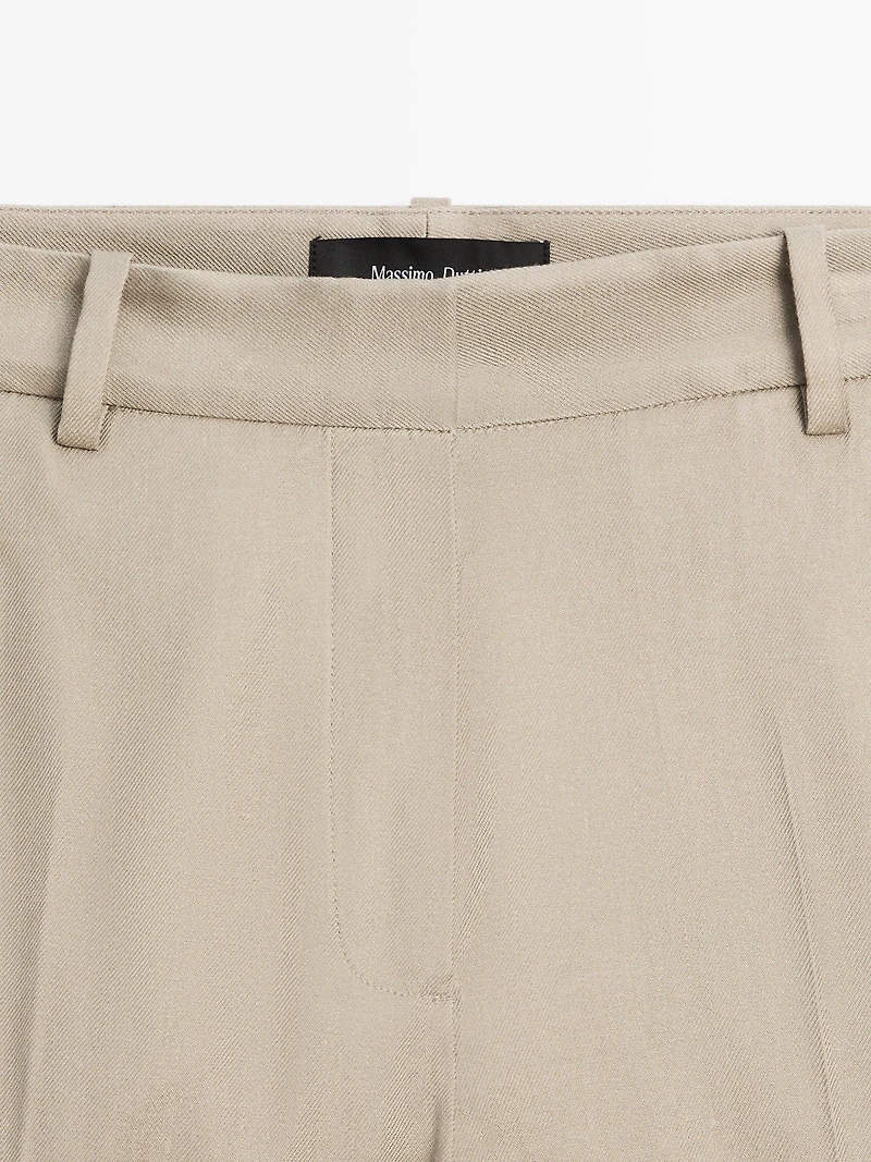 Straight-leg linen blend trousers
