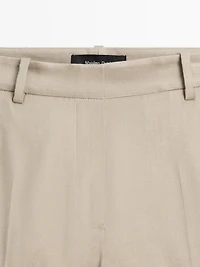 Straight-leg linen blend trousers