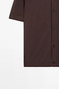 Short sleeve button-up knit cardigan
