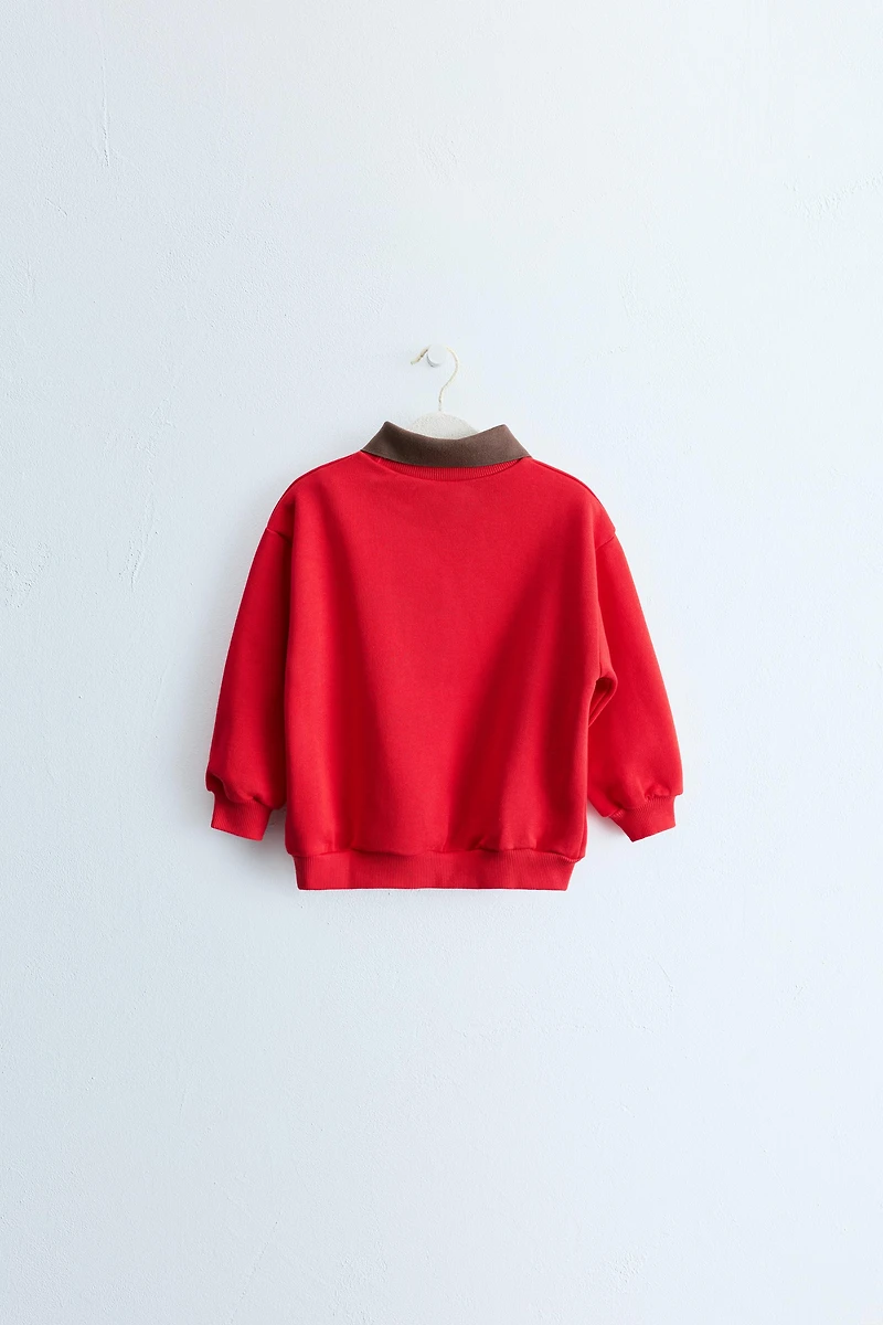 ZARA TIMELESS - TEXT PRINT POLO SWEATSHIRT