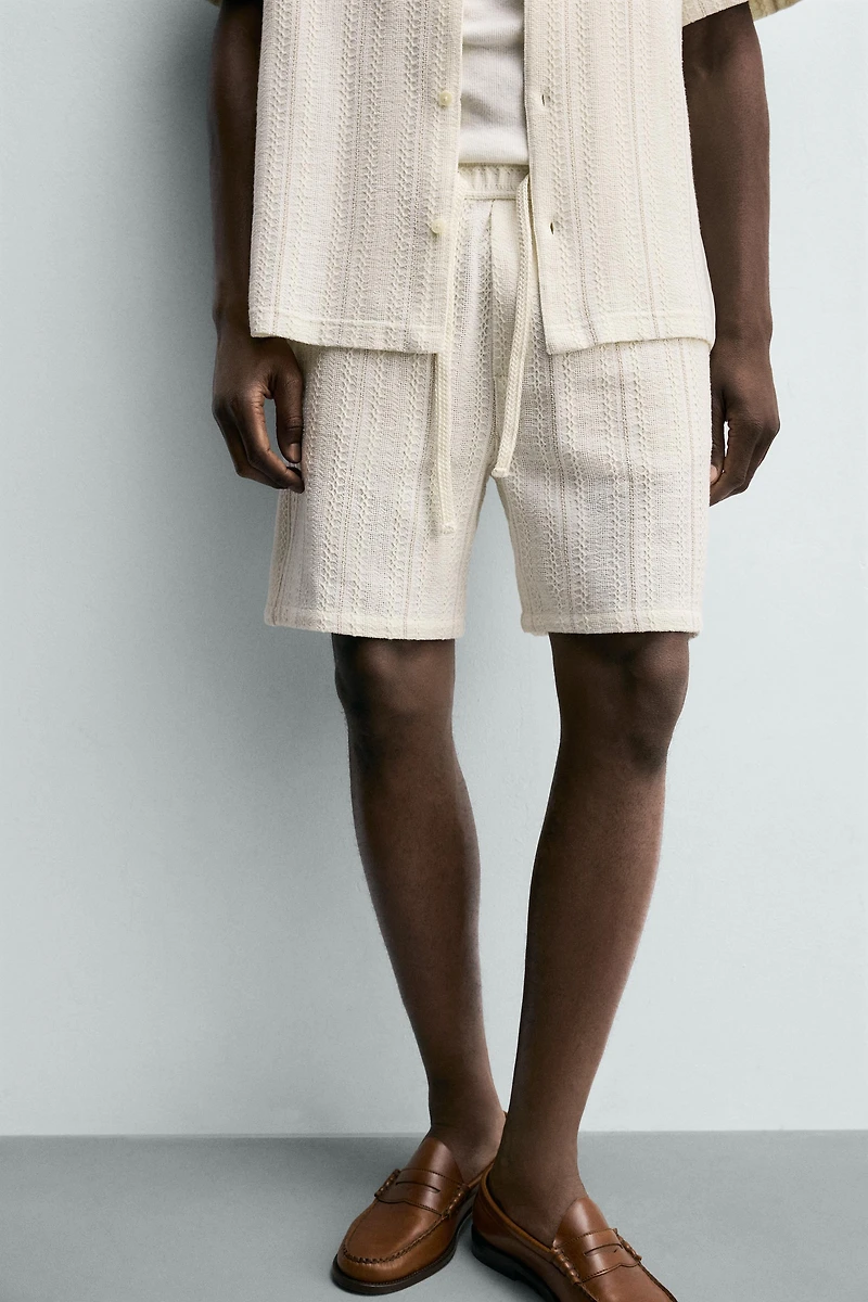 REGULAR FIT TEXTURED SHORTS